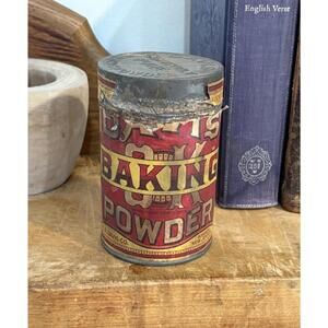 Vintage Davis Baking Powder Tin Can Container  Antique